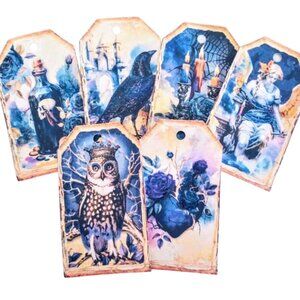 12 Pc Set! Purple Gothic Tags For Gifts, Crafts, Journals, Cardmaking